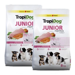 TROPIDOG Premium Junior pro malá a střední plemena s lososem a rýží 2x8kg