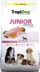 TROPIDOG Premium Junior L s krůtím masem a rýží 12kg