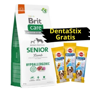 BRIT CARE Hypoallergenic Senior Lamb 12kg + 3x DentaStix GRATIS