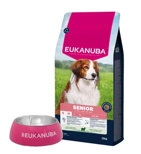 EUKANUBA Mature&amp;Senior Small &amp; Medium Breeds Lamb &amp; Rice 12 kg + miska ZDARMA