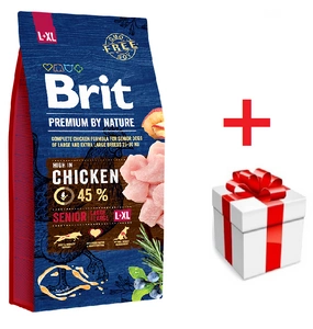 BRIT Premium By Nature Senior L+XL 15kg + Překvapení pro psa