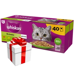Whiskas Výběrové menu hovězí kuře losos tuňák v želé 40 x 85 g + Překvapení pro kočku