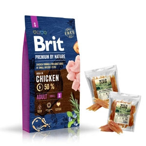 BRIT Premium By Nature Adult S 8kg + WILD FARM pamlsky pro psy 2x500g