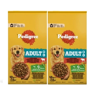 PEDIGREE® Adult 2x12kg s hovězím masem - suché kompletní krmivo pro dospělé psy velkých a středních plemen