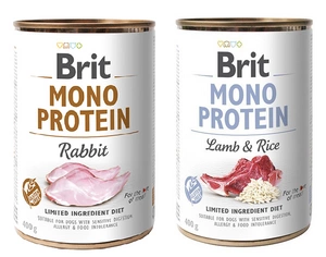 BRIT MONO PROTEIN RABBIT 12x400g + BRIT MONO PROTEIN LAMB &amp; BROWN RICE 12x400g