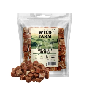 WILD FARM kostky jehněčí a treska měkké 500g pamlsky pro psy