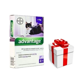 Advantage Spot-on pro malé kočky a králíky 80 mg 4 x 0,8 ml + Překvapení pro kočku