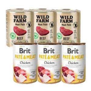 BRIT PATE & MEAT CHICKEN 3x800g + WILD FARM Pate Beef 3x800g