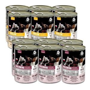 PetRepublic monoproteinové krmivo z kuřete a hovězího masa pro psy, kousky v omáčce 12x400g