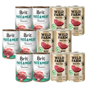 BRIT PATE &amp; MEAT VENISON 6x400g + Wild Farm Pate Beef 6x400g
