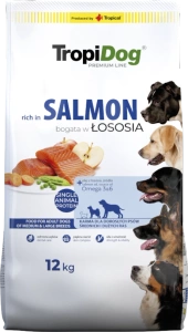 TropiDog Premium Adult MEDIUM & LARGE BREEDS – Rich v lososu, s rýží 12kg