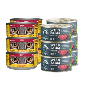 JOSERA Cat Beef 6x85g + WILD FARM Mousse Beef 6x85g - pěna pro kočky bez obilovin