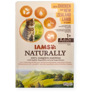 IAMS - Přirozeně s kuřecím a novozélandským jehněčím v omáčce 85g