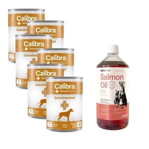Calibra Veterinary Diets Dog Gastrointestinal 6x400g & LAB V Lososový olej 1000 ml