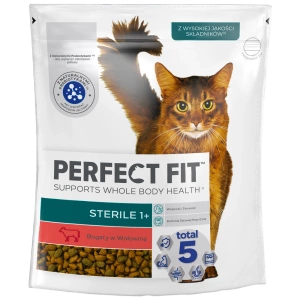 PERFECT FIT (Sterilní 1+) 750g Suché krmivo bohaté na hovězí maso pro kočky po sterilizaci