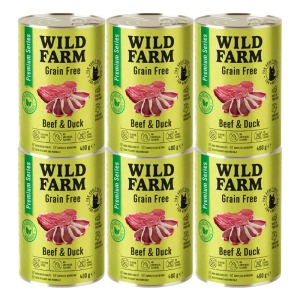 WILD FARM Premium Grain Free Beef and Duck 6x400g - krmivo pro kočky bez obilovin