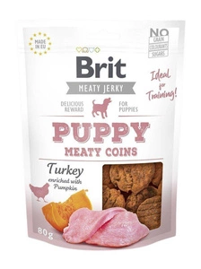 BRIT Jerky Snack Krůtí masové mince pro štěňata 80 g