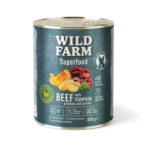 WILD FARM Superfood Beef (Hovězí s dýní, bramborami a petrželí) 800g krmivo pro psy bez obilovin