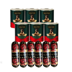 Hektor 6x1240g Hovězí + hovězí tyčinka pro psy 6x900g