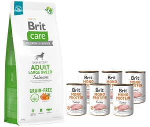 BRIT CARE Dog Grain-free Adult Large Breed Salmon 12 kg + BRIT MONO PROTEIN TURKEY 6 x 400 g