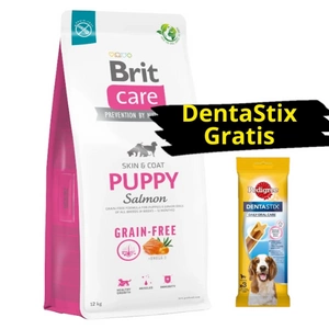 BRIT CARE Dog Grain-free Puppy Salmon 12 kg + DentaStix ZDARMA