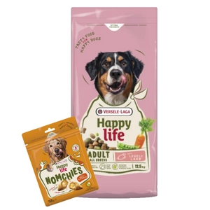 VERSELE-LAGA Happy Life Adult s jehněčím 12,5 kg + VERSELE LAGA Happy Life Snack 150 g MIX