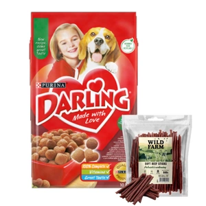Purina Darling Complete hovězí & zelenina 10 kg +WILD FARM hovězí tyčinky 500g