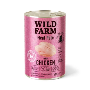 WILD FARM Pate Chicken 400g - bezlepkové krmivo pro kočky