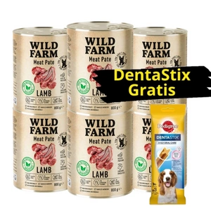WILD FARM Pate Lamb 6x800g bezlepkové krmivo pro psy + DentaStix GRATIS