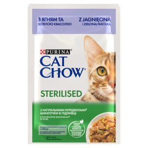 CAT CHOW Sterilizované krmivo s jehněčím masem a zelenými fazolkami s omáčkou 85g