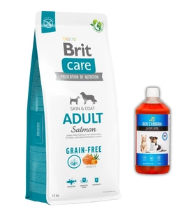 Brit Care Grain-free Adult Salmon & Potato 12 kg + LAB V Lososový olej pro psy 500ml