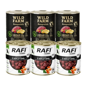 DOLINA NOTECI  Rafi Classic s divokou zvěřinou + WILD FARM Monoprotein Wild Boar 6x800g