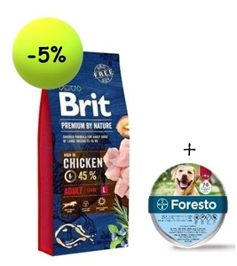 BRIT Premium By Nature Adult L 15kg + Foresto obojek pro psy nad 8 kg 70 cm