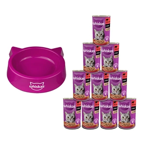 WHISKAS Adult hovězí 10x400g +  Miska pro kočky WHISKAS GRATIS